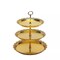 Gold 15" Plastic 3 Tier Metallic Round Cupcake Display Tower Lace Cut Rim Party